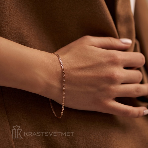 Браслет из красного золота, плетение «Бисмарк»